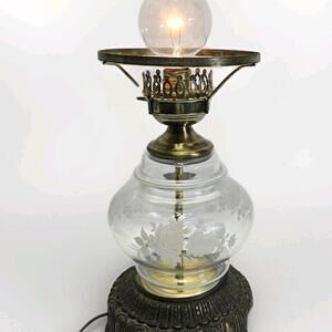 Vintage Gone With The Wind Style Electric Hurricane Lamp Base Missing Globe Glas